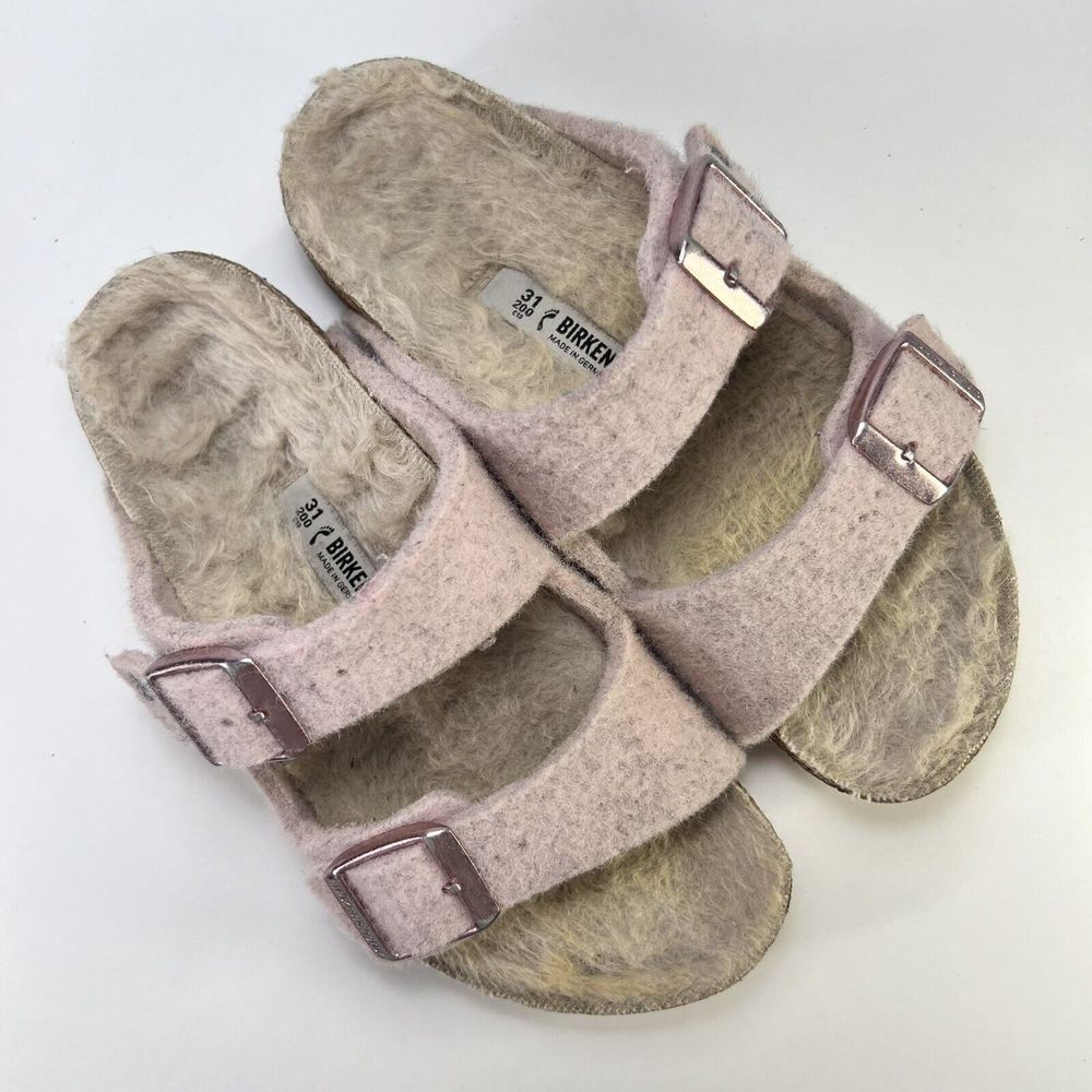 Birkenstock Sandals Kids Size 31/ US C13 Arizona Wool Shearling Pink